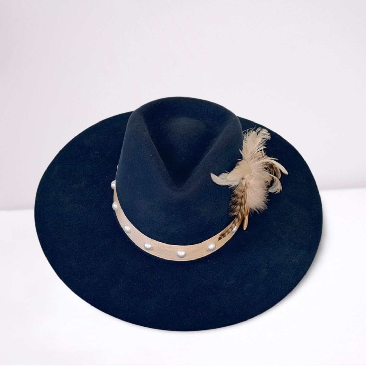 Twister Navy Blue & Pearl Feather Rancher Hat